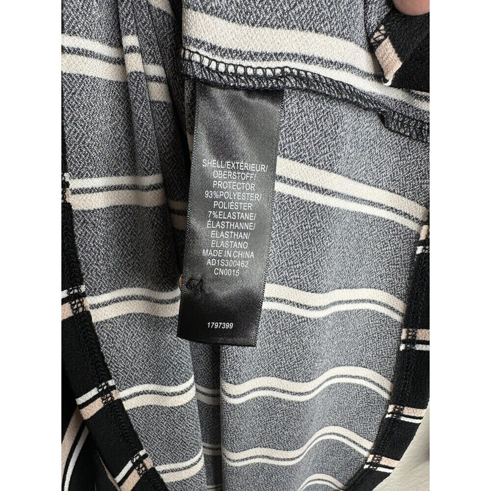 Adrianna Papell Blouse Womens Large Black White Stripe 3/4 Sleeve Elastic Cuffs - Picture 5 of 7